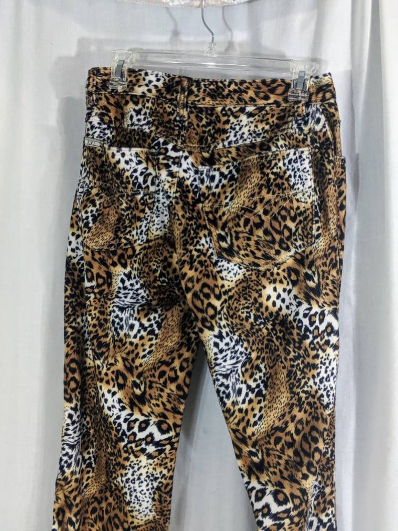 Vintage 90s Leopard Print Pants/1990s Animal Print Pants/Fuzzy Pants Size Small image 8