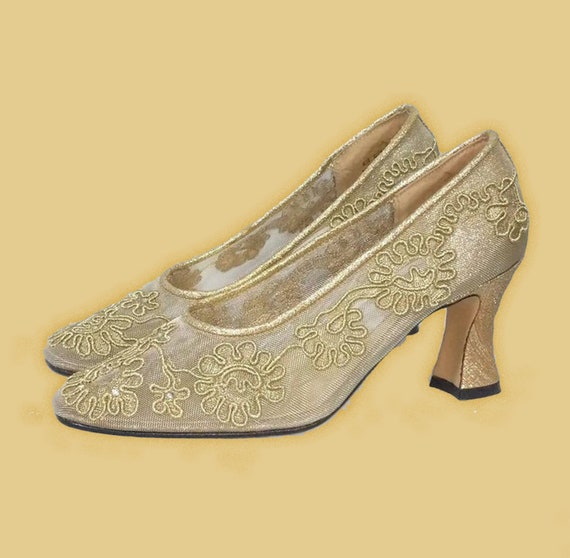 Gold Flower Mesh Heels Dolce By Pierre 