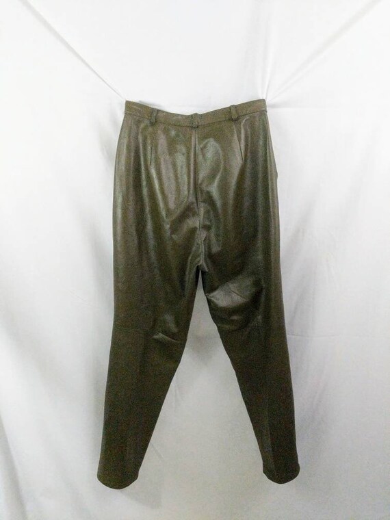 Vintage 90s Leather Pants/ 1990s Green Leather Pa… - image 6