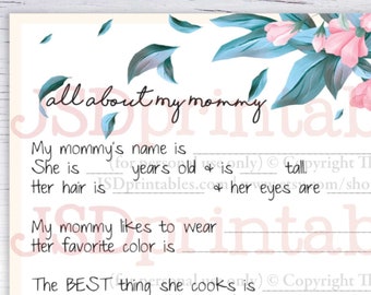 All About My Mommy Printable Letter for Mommy Print, Gift for Mommy Kids Craft for Mama, Mom Present from Kids Letter | Digital Download