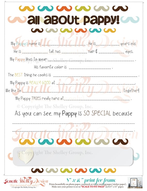 All About My Pappy grandparent's Printable - Etsy