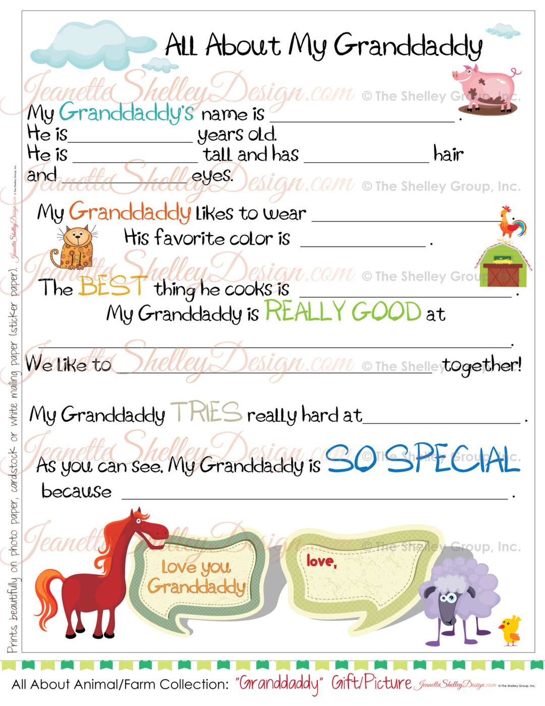 All About My Granddaddy grandparent's Printable - Etsy