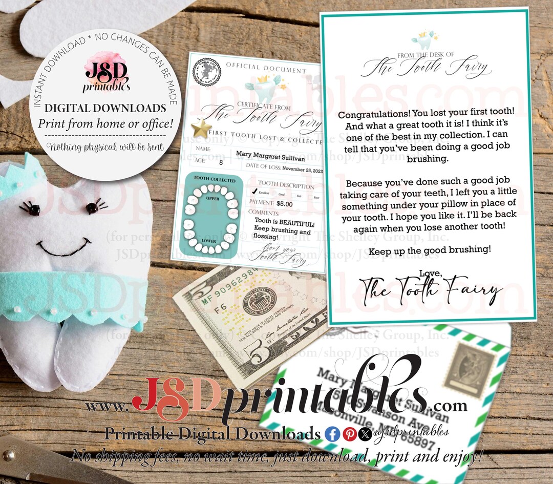 Printable Mini Tooth Fairy Letter Certificate From Tooth Fairy Note for ...