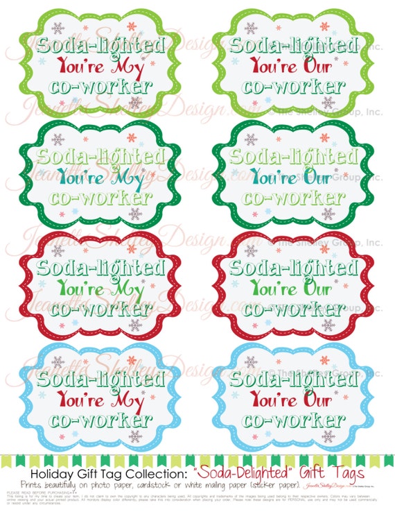Instant Download... Printable Holiday Gift Tag Soda-lighted - Etsy