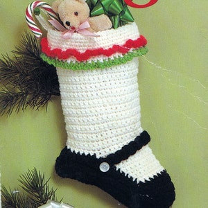 PATTERN Crochet Christmas Stocking Mary Jane Vintage PDF PATTERN
