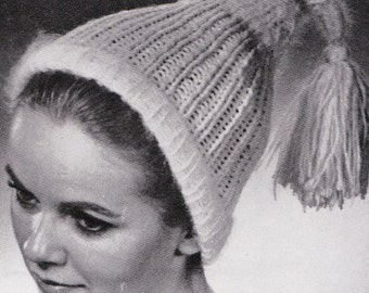 PATTERN Knit Stocking Hat 1960's Vintage PDF PATTERN