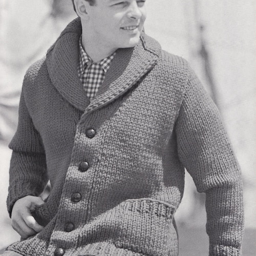 mens shawl collar sweater knitting pattern