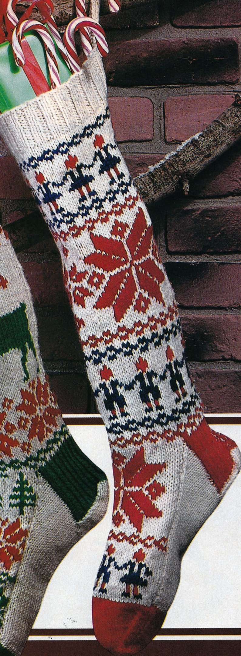 Knit Christmas Norwegian Stocking Set Vintage Knitting PDF | Etsy