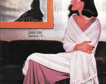 PATTERN Knit Afgan Stitch Shawl With Fringe 1970's Vintage PDF PATTERN