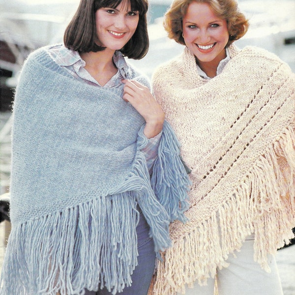 PATTERN Knit Shawl With Fringe Set Of Two 1970's Vintage PDF PATTERN - Set of 2 padurns