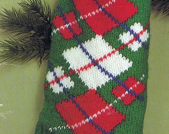 PATTERN Knit Christmas Argyle Stocking Vintage PDF PATTERN