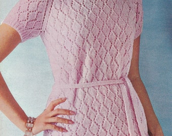 PATTERN Knit Womens Diamond Dress Vintage PDF PATTERN