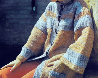 PATTERN Knit Womens Hooded Jacket 1970's United Kingdom Vintage PDF PATTERN