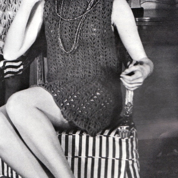PATTERN Lacy Crochet Flapper Dress 1960s Hippie Vintage PDF PATTERN