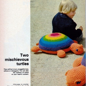PATTERN Crochet Turtle Toys Vintage Crocheting PDF PATTERN - Set of 2 padurns