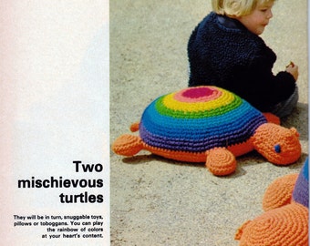PATTERN Crochet Turtle Toys Vintage Crocheting PDF PATTERN - Set of 2 padurns