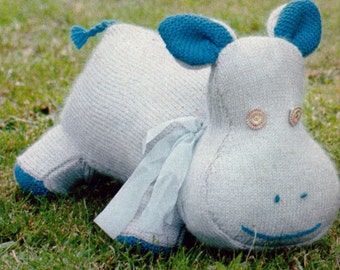 PATTERN Knit Hippopotamus Toy Vintage PDF PATTERN