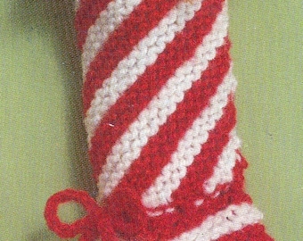 PATTERN Knit Christmas Candy Cane Stocking Vintage PDF PATTERN