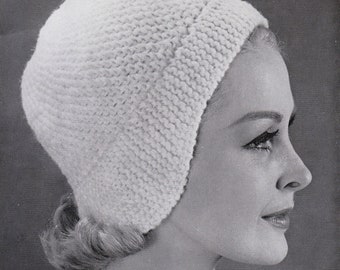 PATTERN Crochet Crown, Knit Band Hat 1960's Vintage PDF PATTERN