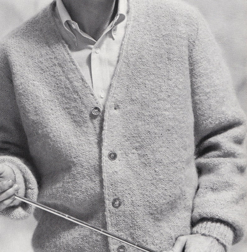 Knit Mens Golf Cardigan with Bell Sleeves Vintage Knitting PDF Etsy