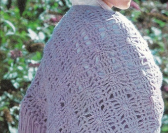 PATTERN Crochet Sun Granny Square Motif Shawl 1970's Vintage PDF PATTERN