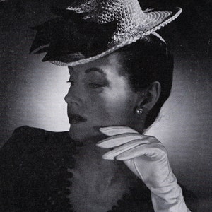 PATTERN Designer Crochet Womens Hat with Brim and Ties 1950&#39;s Vintage PDF PATTERN