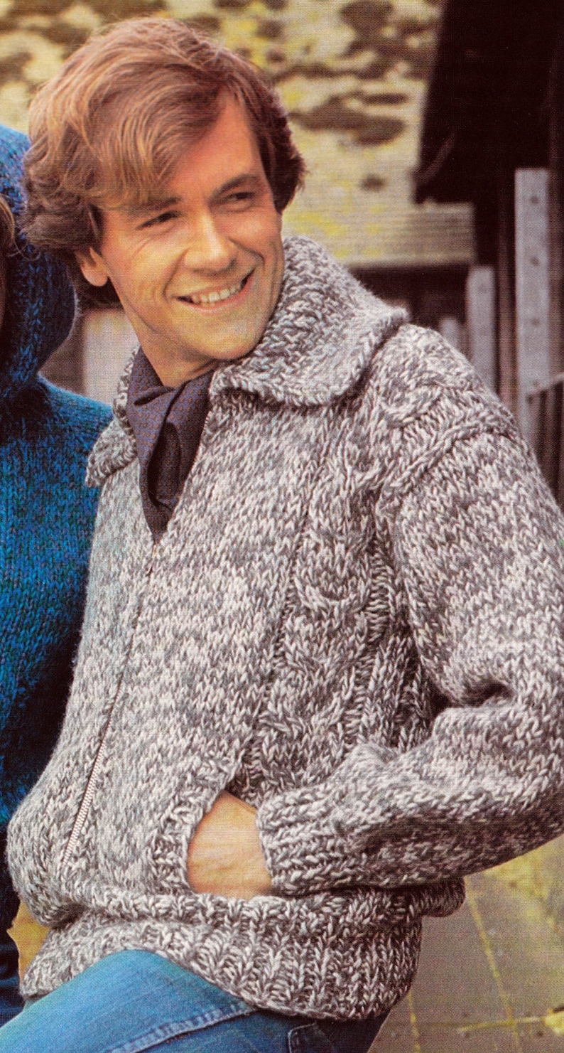 Knit Mens Zipper Cardigan with Shawl Collar 1970's UK Etsy