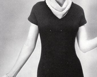 PATTERN Knit Womens Dress With Cap Sleeves 1960's Vintage PDF PATTERN