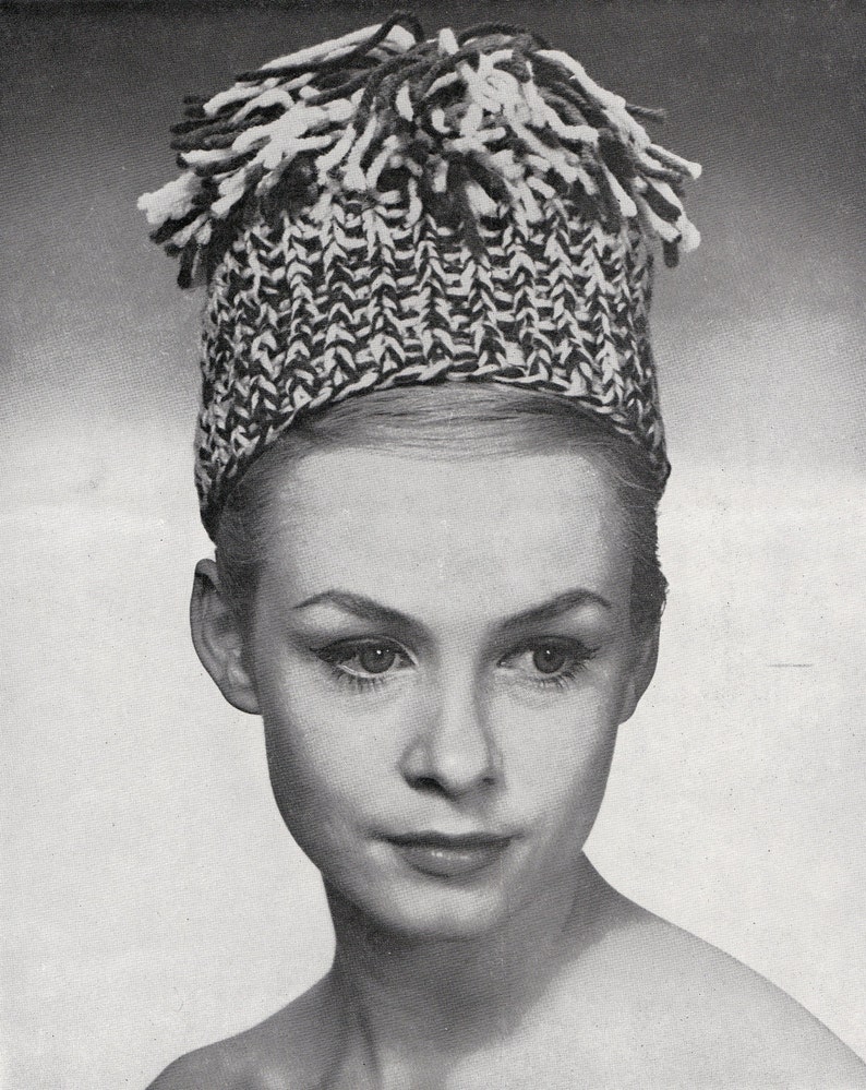Knit Womens Pillbox Hat With Tassel Vintage Knitting PDF Etsy