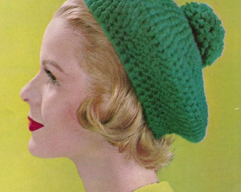 PATTERN Crochet Womens Beret 1960's Vintage PDF PATTERN