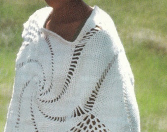 PATTERN Crochet Spiral Shawl 1970's Vintage PDF PATTERN