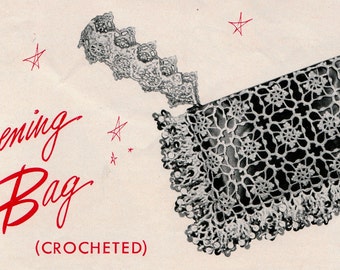 PATTERN Crochet Lace Clutch Evening Bag Purse 1950's Vintage PDF PATTERN