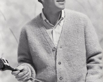 PATTERN Knit Mens Golf Cardigan with Bell Sleeves Vintage PDF PATTERN