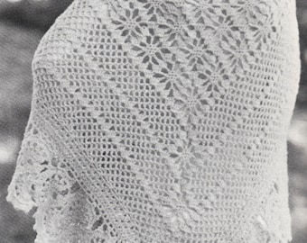 PATTERN Crochet Heirloom Shawl 1970's Vintage PDF PATTERN