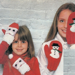 PATTERN Knit & Crochet Christmas Mittens Vintage Crocheting PDF PATTERN - Set of 2 padurns