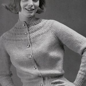 PATTERN Knit Womens Cardigan With Raglan Sleeves Vintage PDF PATTERN