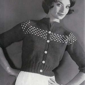 PATTERN Knit Womens College Raglan Cardigan 1960&#39;s Vintage PDF PATTERN