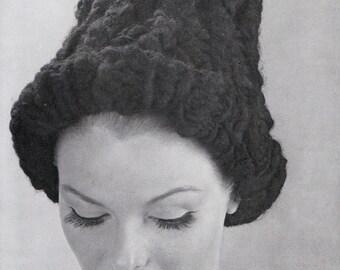 PATTERN Knit Chunky & Tall Hat 1960's Vintage PDF PATTERN