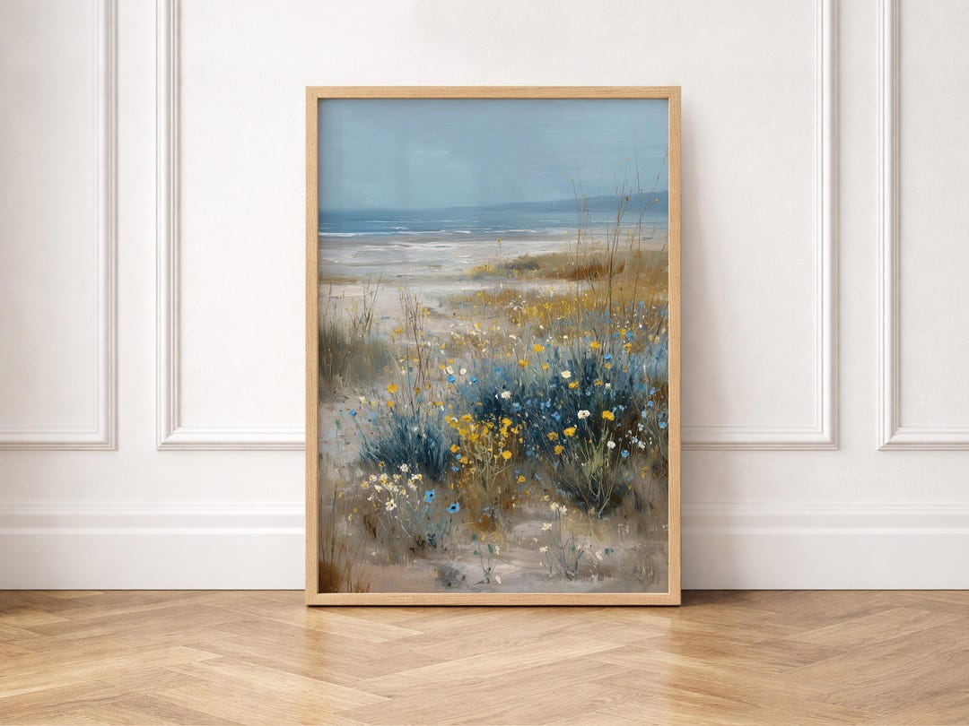 Coastal Wildflowers Art Print – Serene Beach Landscape, Cottagecore ...