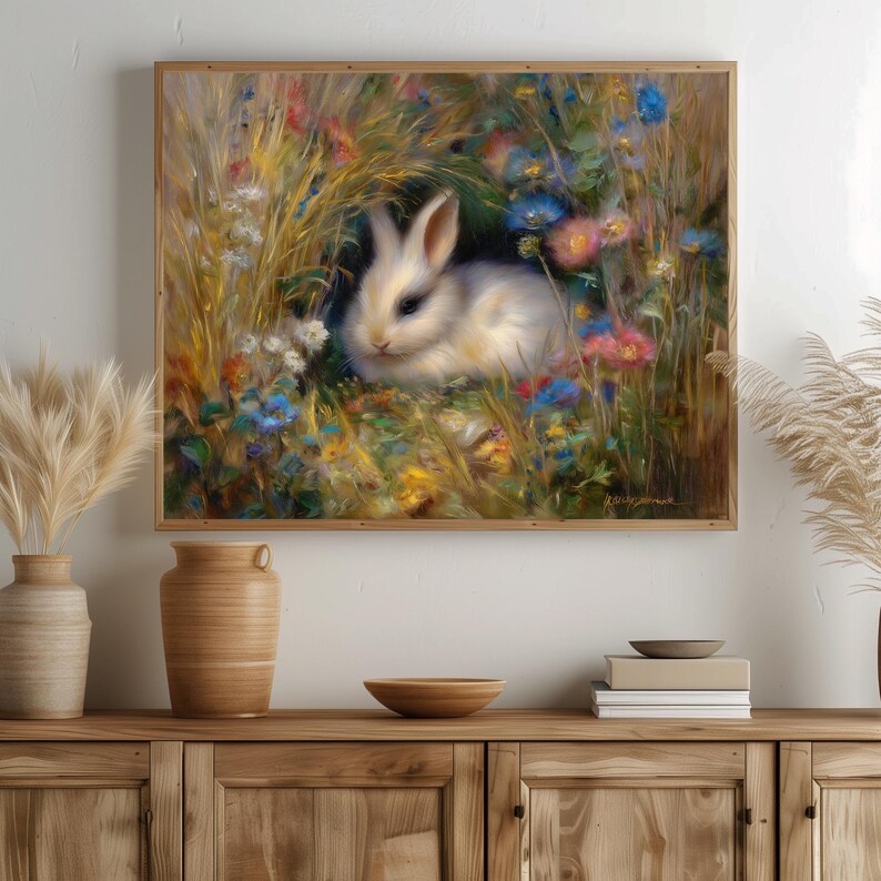 Cottage Core Rabbit Cozy Cottagecore Rabbit Amid Wildflowers - Pastoral Spring Scene ...