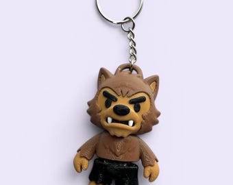 Fidget Wolfman Keychain, 3D Printed Fidget Toy, Spooky Halloween Accessory