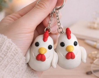 Chicken Keychain, Wiggling Fidget Toy, 3D Printed Accessory