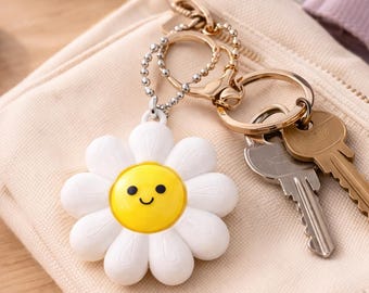 Daisy Fidget Clicker Keychain, 3D Printed Sensory Toy, Stress Relief Fidget Tool