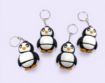 Articulated Penguin Keychain, 3D Printed Fidget Toy, Animal Backpack Charm
