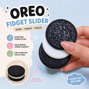 Magnetic Cookie Fidget Slider, 3D Printed Stress Relief Toy for Focus