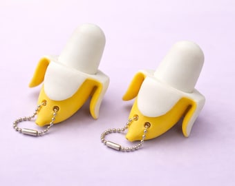 Banana Fidget Clicker Keychain, Keyboard Clicky Toy, 3D Printed Accessory