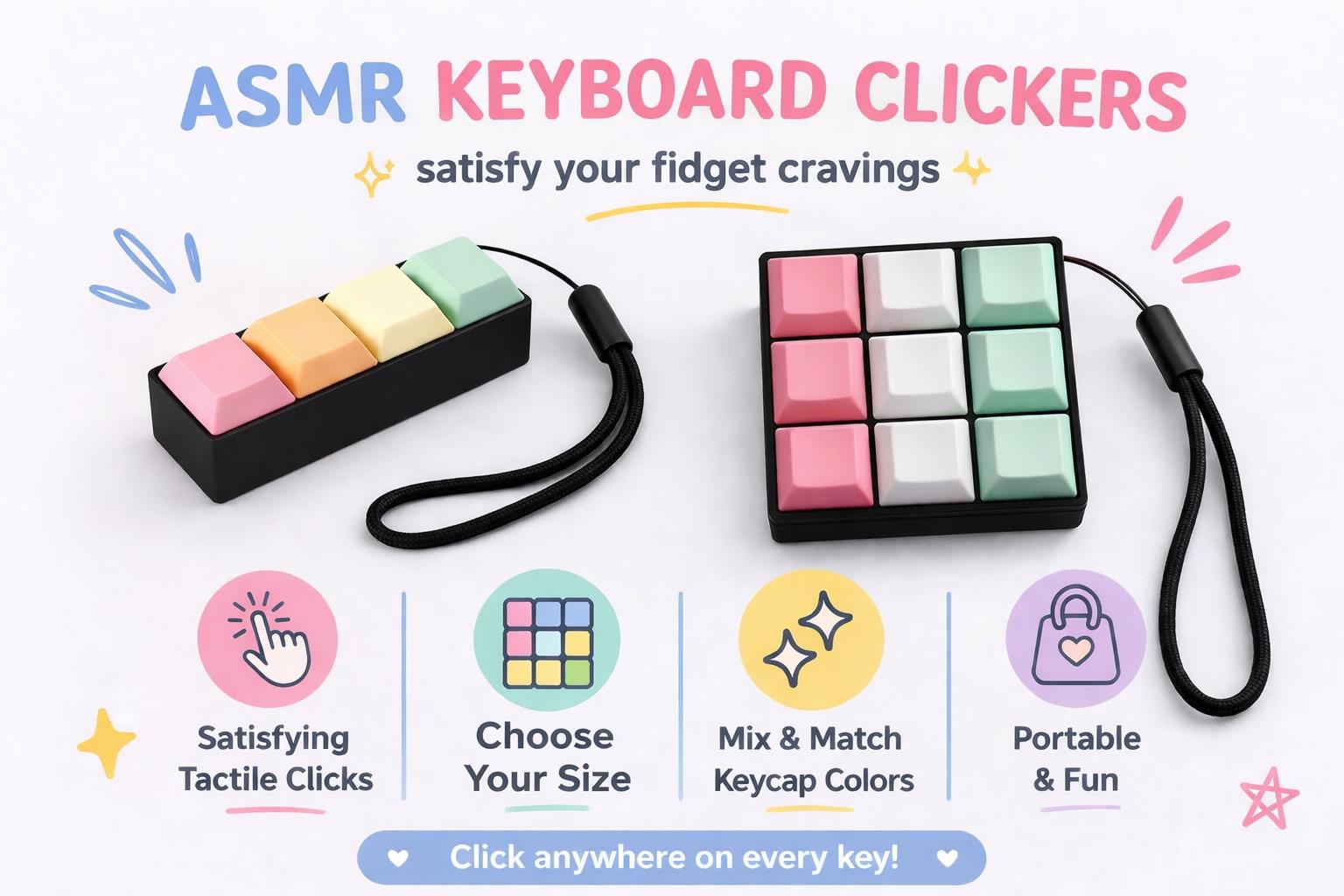 Asmr Clicker Key Click Fidget Clicker, Mechanical Keyboard, DIY, ASMR Stim Toy, 3D ...