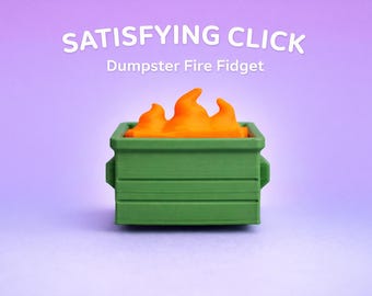 Fidget Toy Dumpster Fire Keychain | Desk Clicker, Stress Relief, 3D Printed, ASMR, Clicky Toy