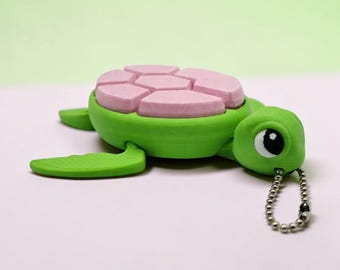 Turtle Fidget Clicker Keychain, 3D Printed Keyboard Click Toy, Stress Anxiety Relief ASMR Tool