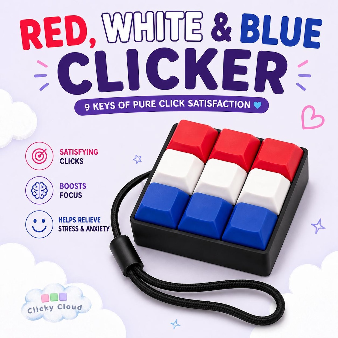 Click Fidget Keychain Custom Personalized 9 Key Keyboard Clicker Fidget Toy | Mechanical Keychain ...